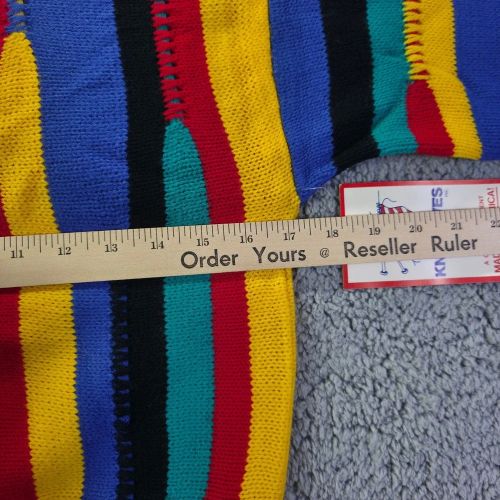 Vintage Knitwaves Kids Sweater 90s Multi Color Abstract Stripe Made in USA NWT